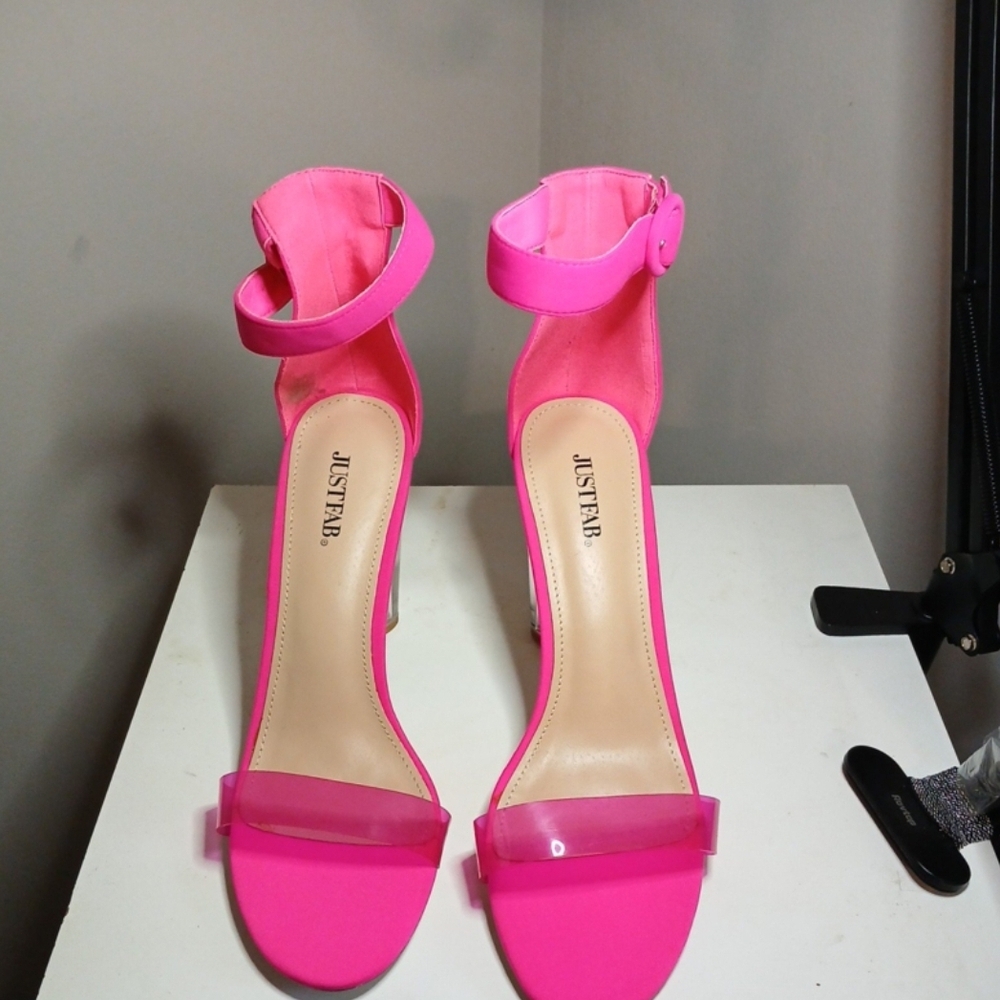 JustFab Pink Stiletto Heels with Ankle Strap